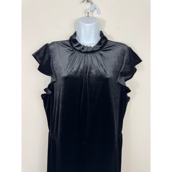 Bebe Black Velvet Mock Neck Cutout Jumpsuit Size XXL - Picture 6 of 8
